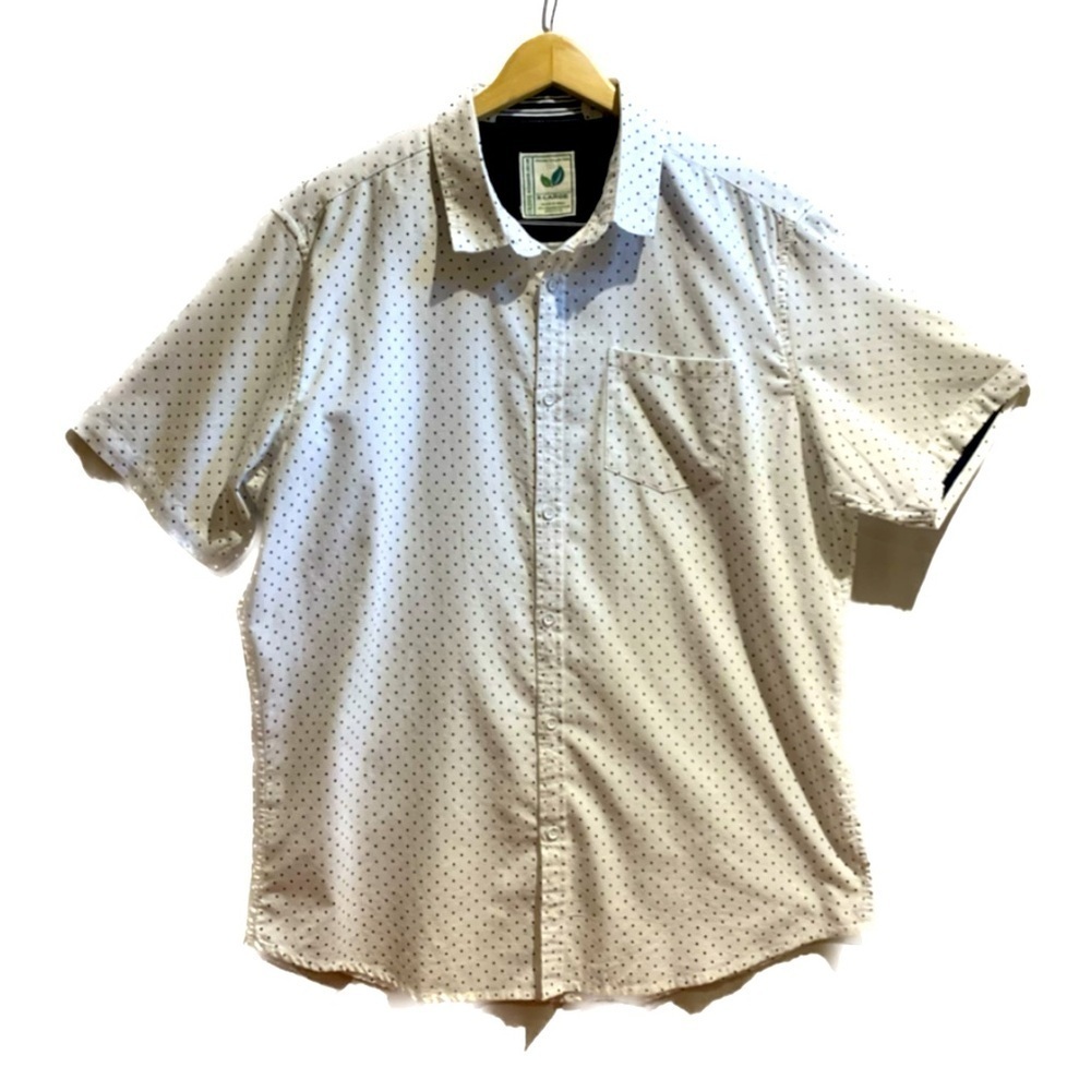 Colours Alexander Julian White Black Polka Dot Short Sleeve Button shirt Mens XL